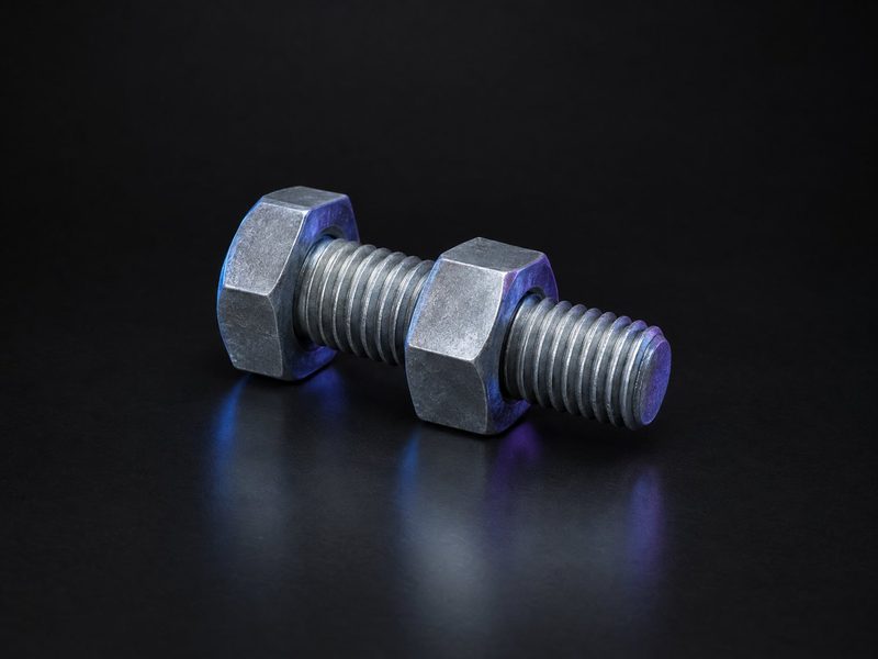 Concept render: Bolt and nut. A hex bolt with a nut that really turns, the name on the head.