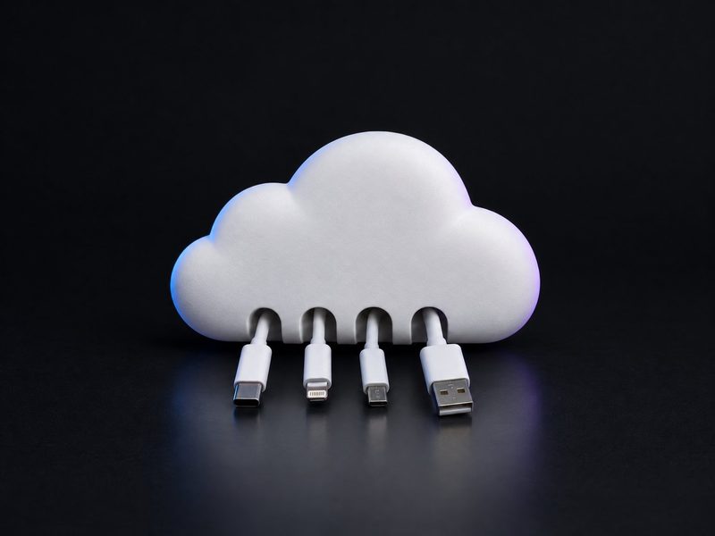 Concept render: Cloud cable keeper. A cloud that keeps the charging cables tidy.
