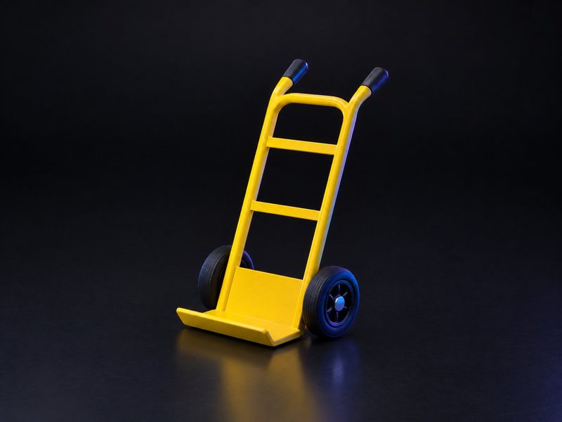Concept render: Hand-truck phone stand. A sack truck that holds the phone upright.