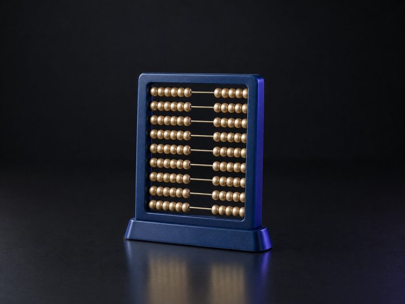 Concept render: Abacus fidget. A palm-sized abacus with beads that really slide.